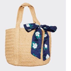 Draper James Straw Bag with Floral Scarf